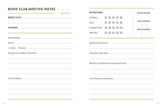 Book Club Journal – Reading Log & Literary Planner