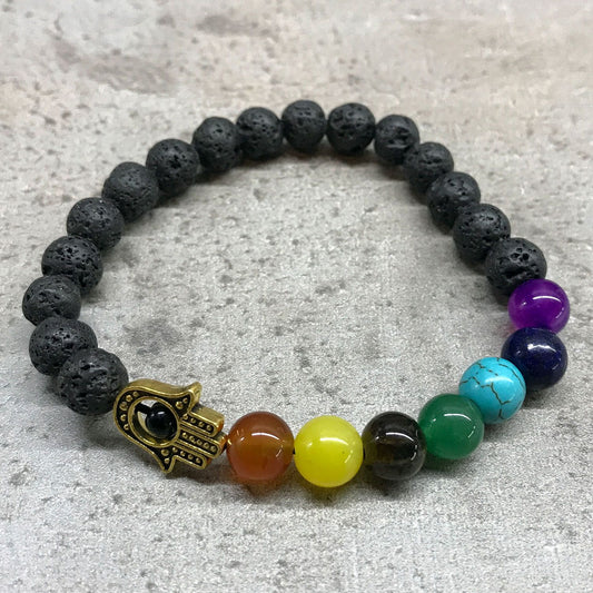 Lava Stone 7 Chakra Bracelet