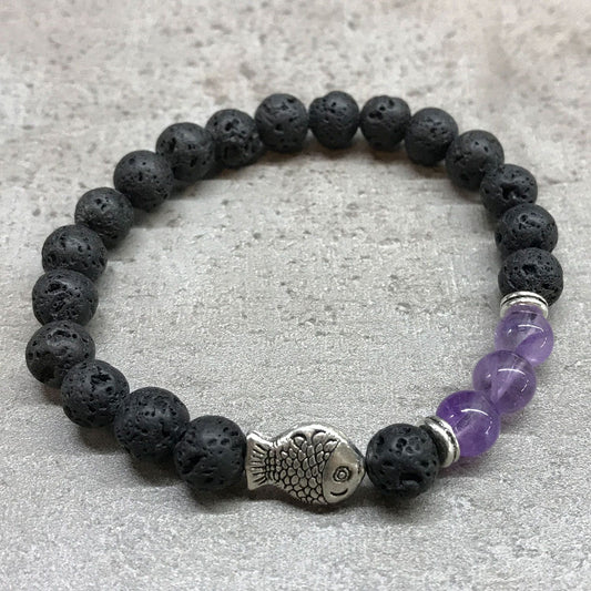 Lava Stone & Amethyst Bracelet | Calm & Clarity