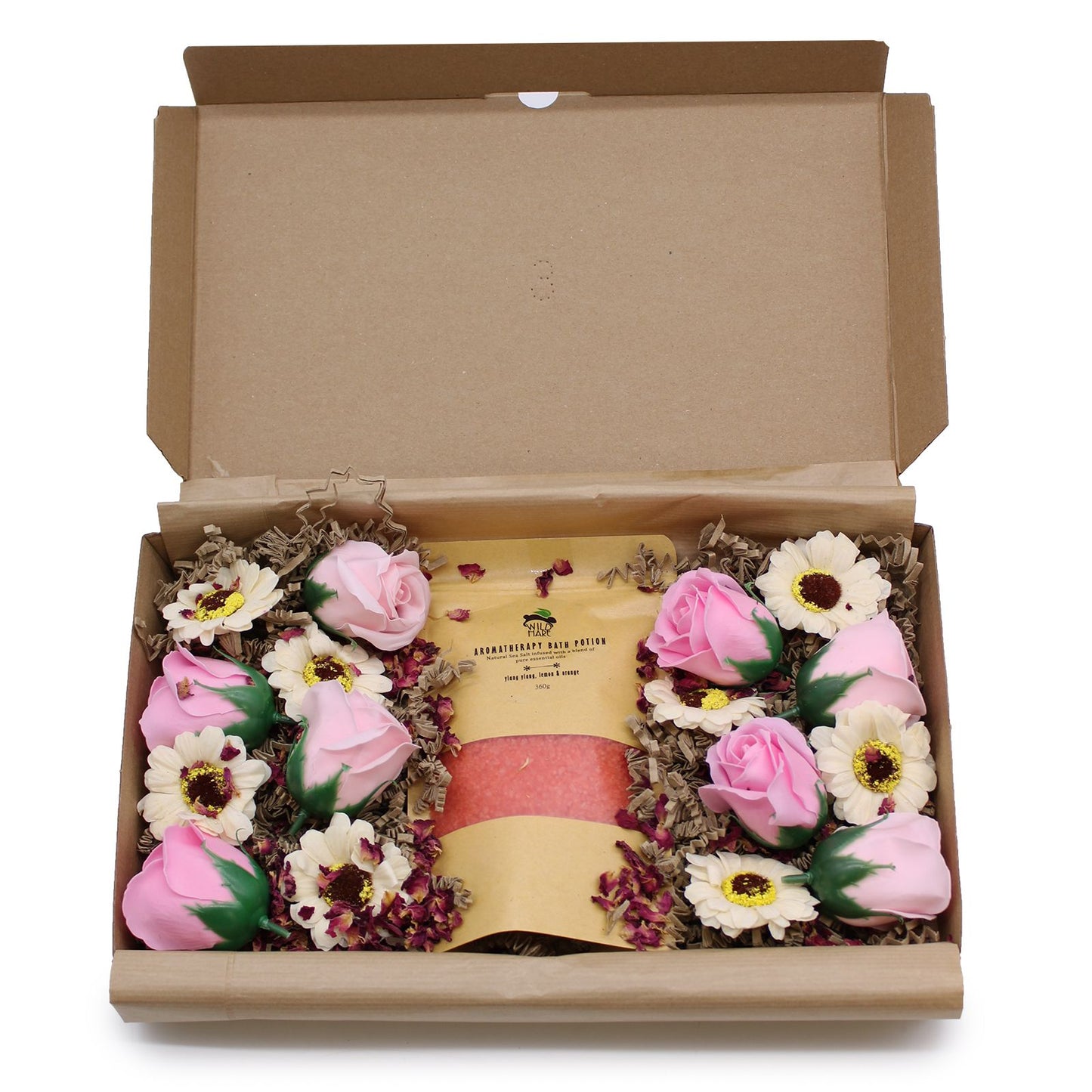 Bath Salt & Soap Flower Gift Set – Passion (Ylang Ylang, Lemon & Orange)