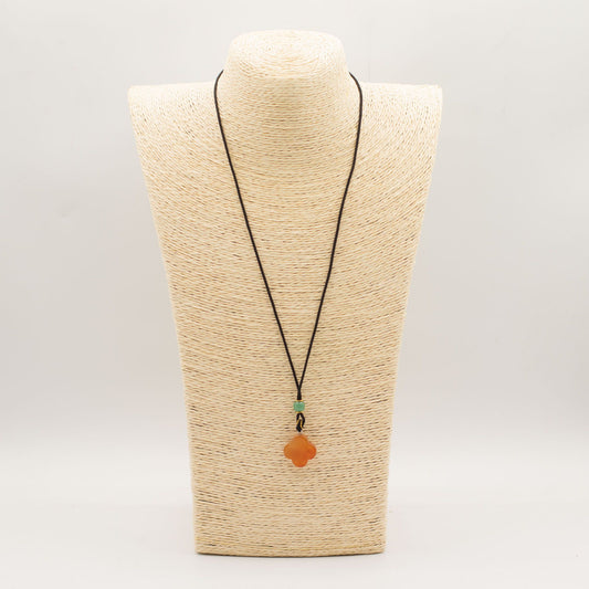 Gemstone Pendant - Red Jade Clover | Luck & Positive Energy