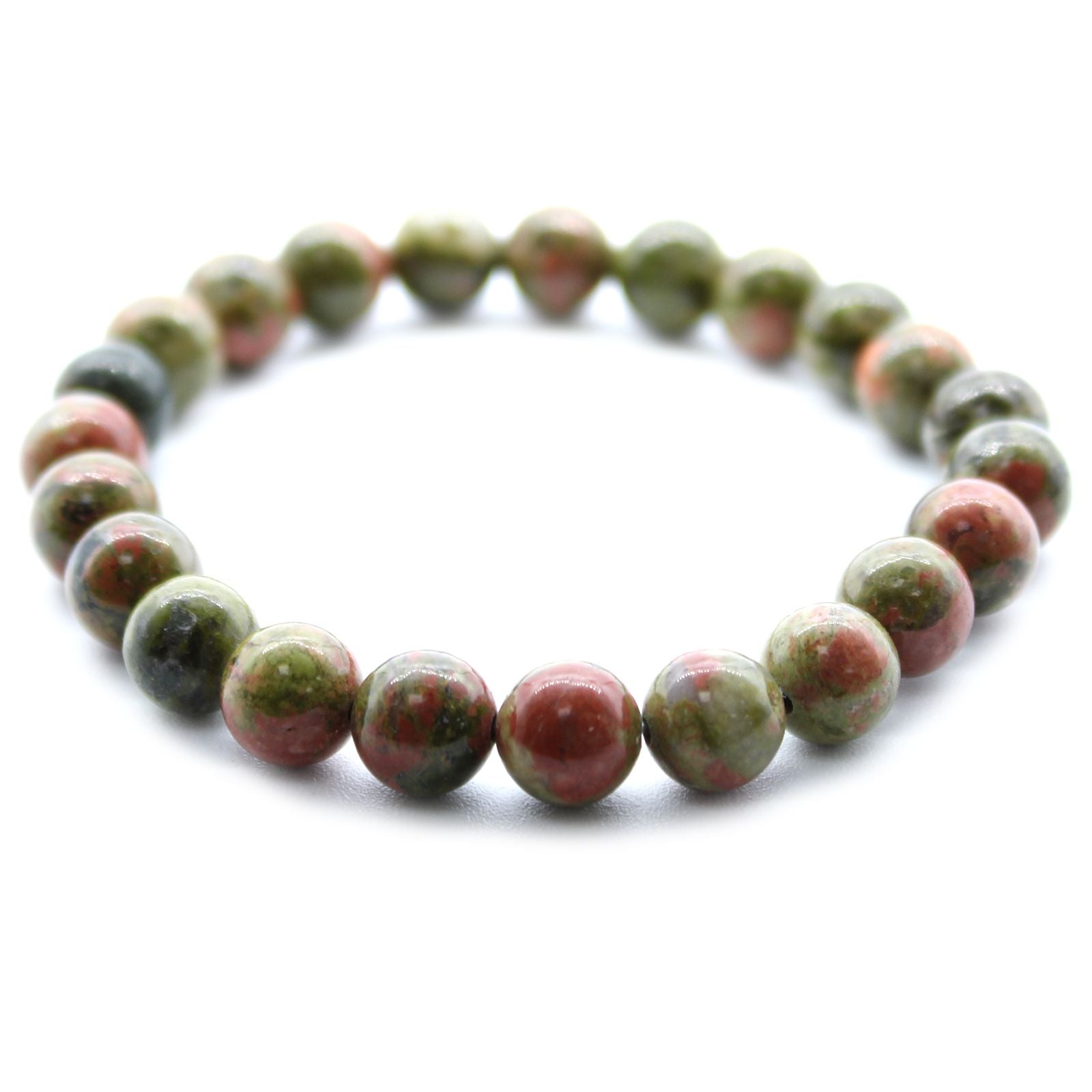1x Power Bracelet - Green Jasper bracelet on a white background