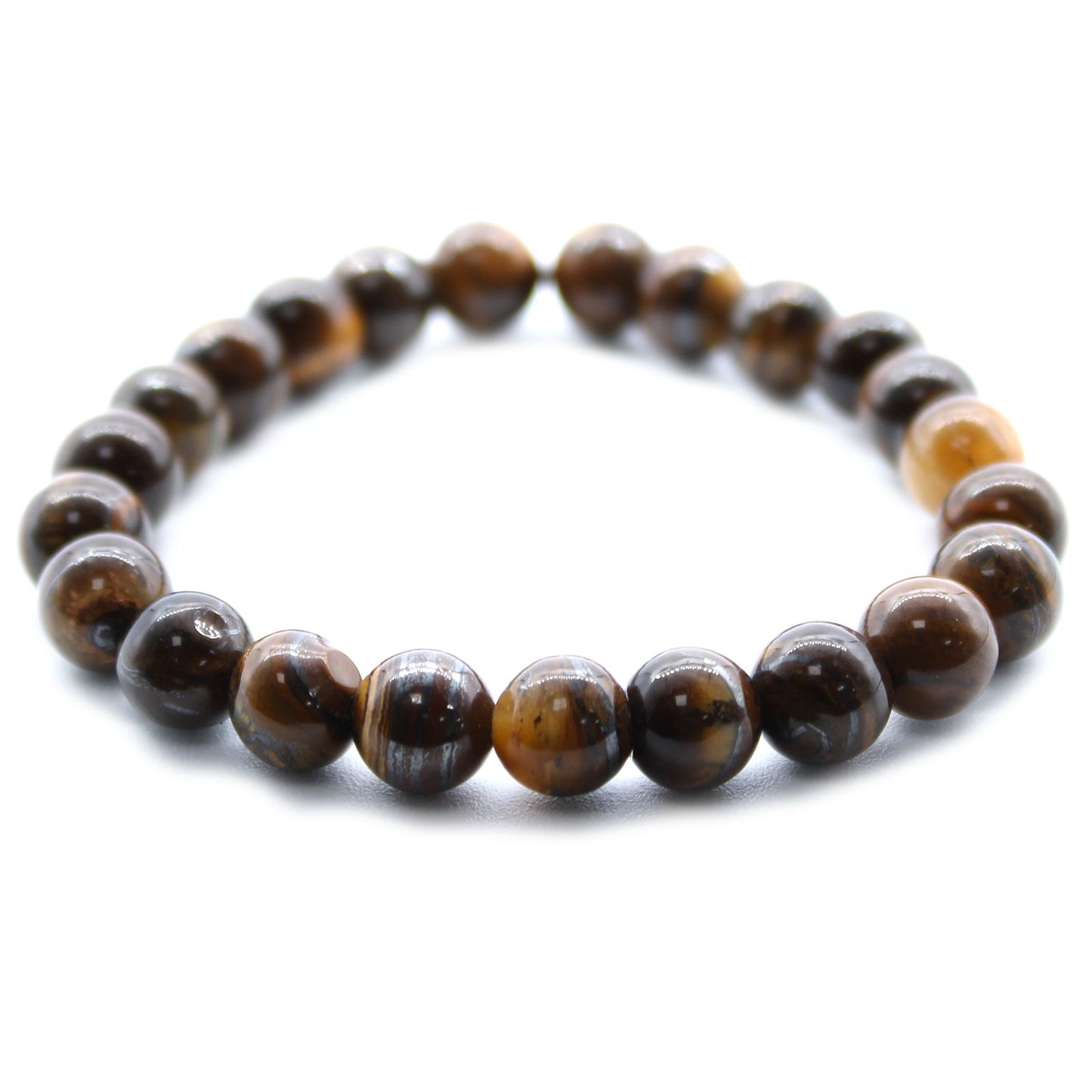 1x Power Bracelet - Tiger Eye with brown and black stones on a white background