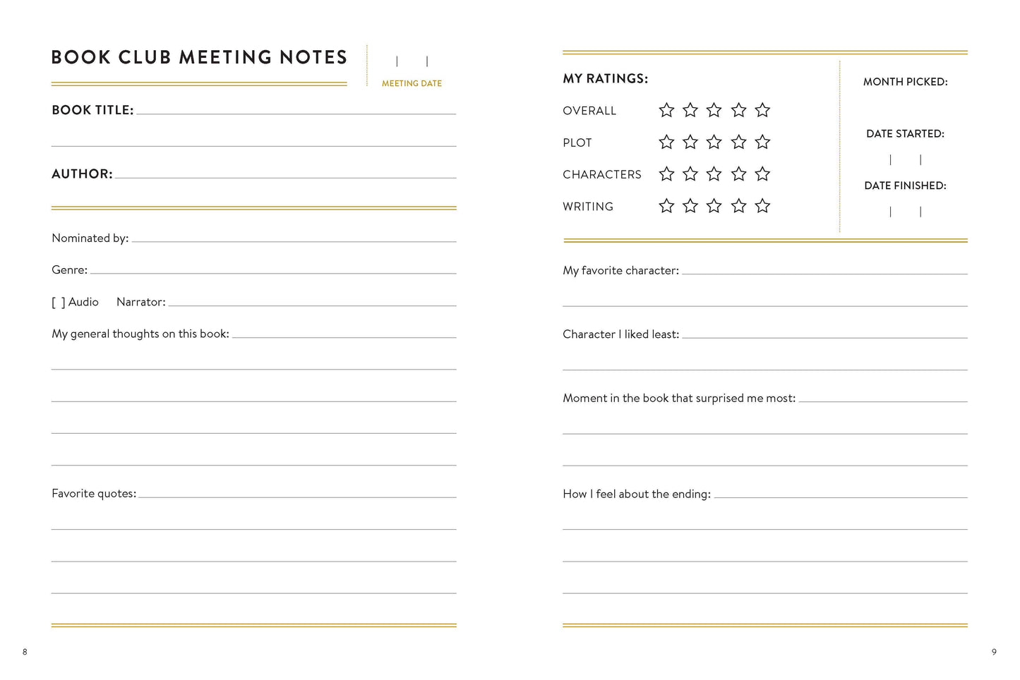 Book Club Journal – Reading Log & Literary Planner