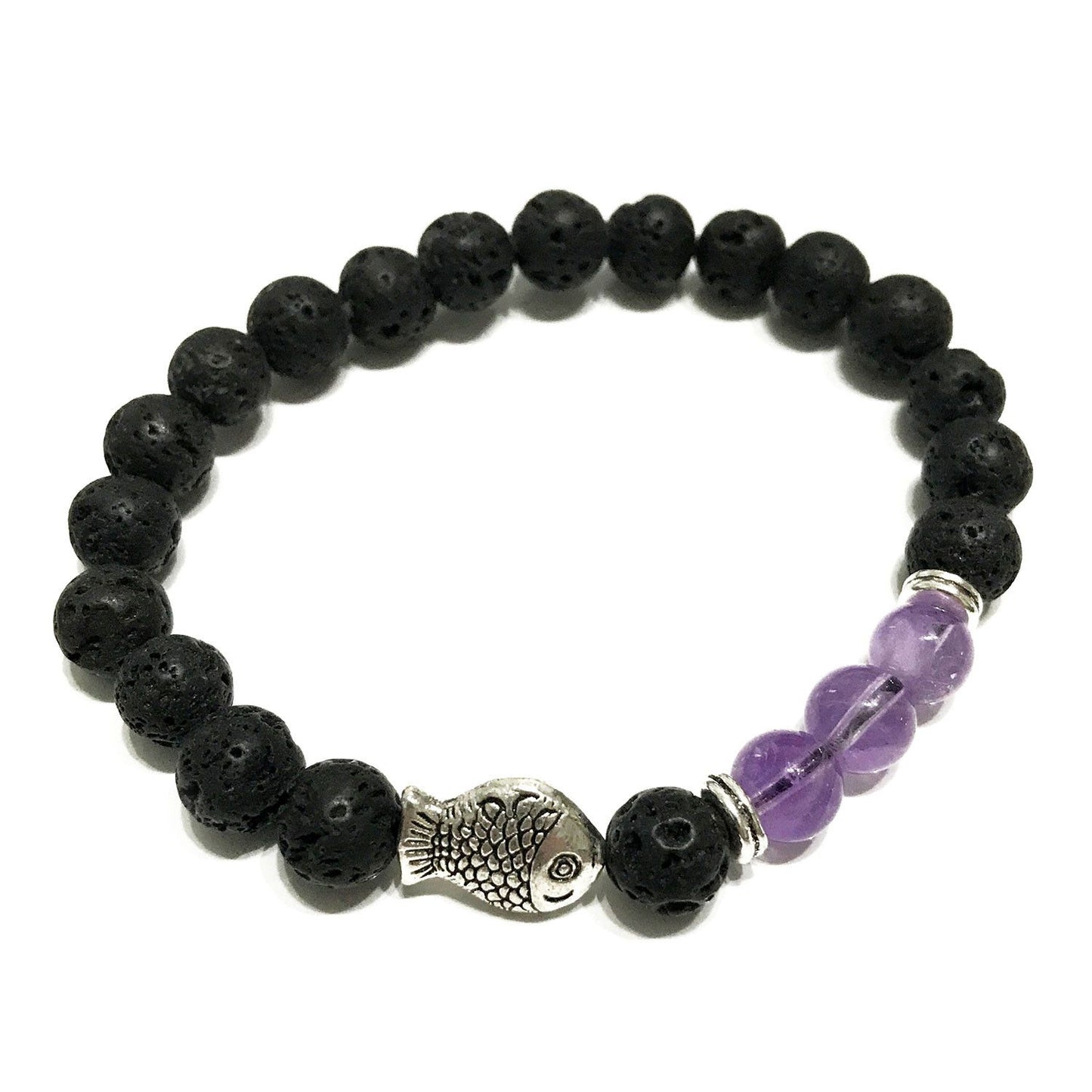 
Lava Stone & Amethyst Bracelet – Aromatherapy Diffuser Jewellery