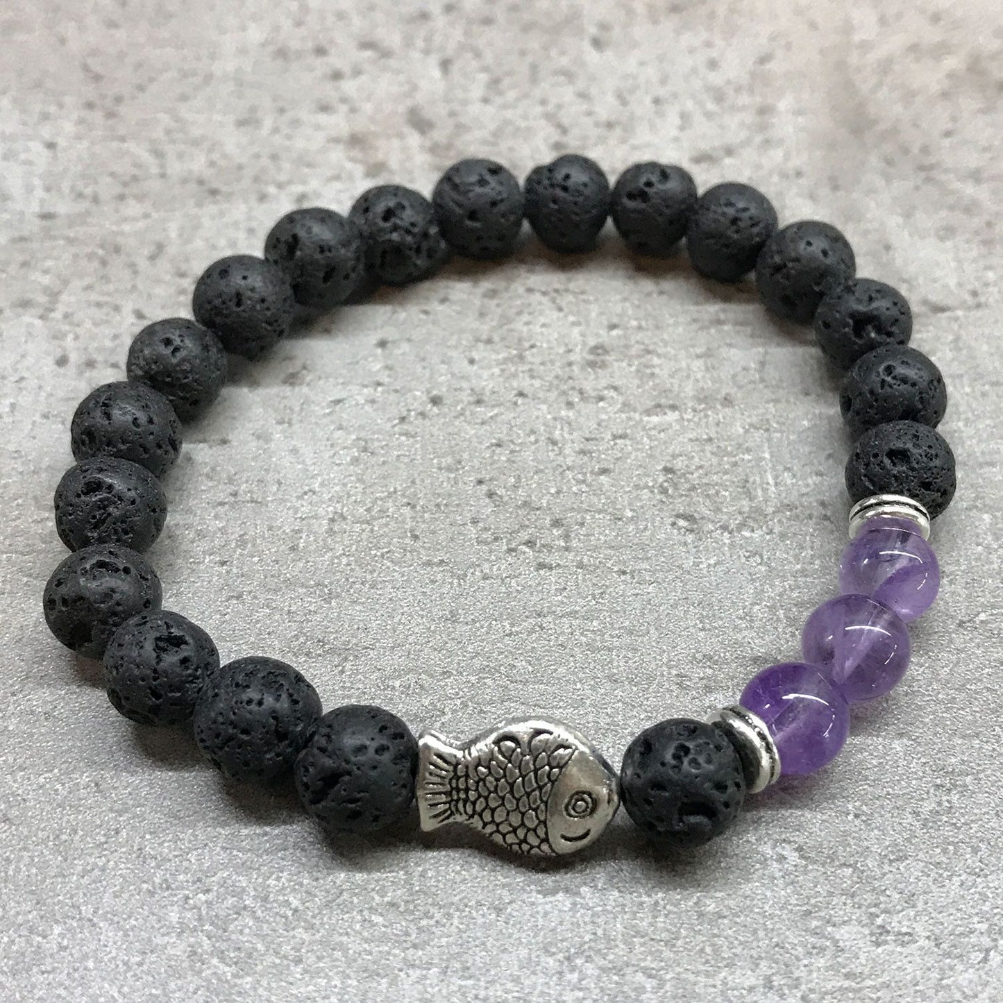 Lava Stone & Amethyst Bracelet | Calm & Clarity