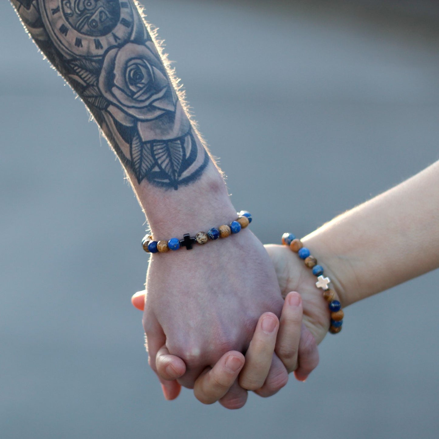 Support Gemstone Friendship Bracelet Set (2 Bracelets) – Sodalite & Picture Stone