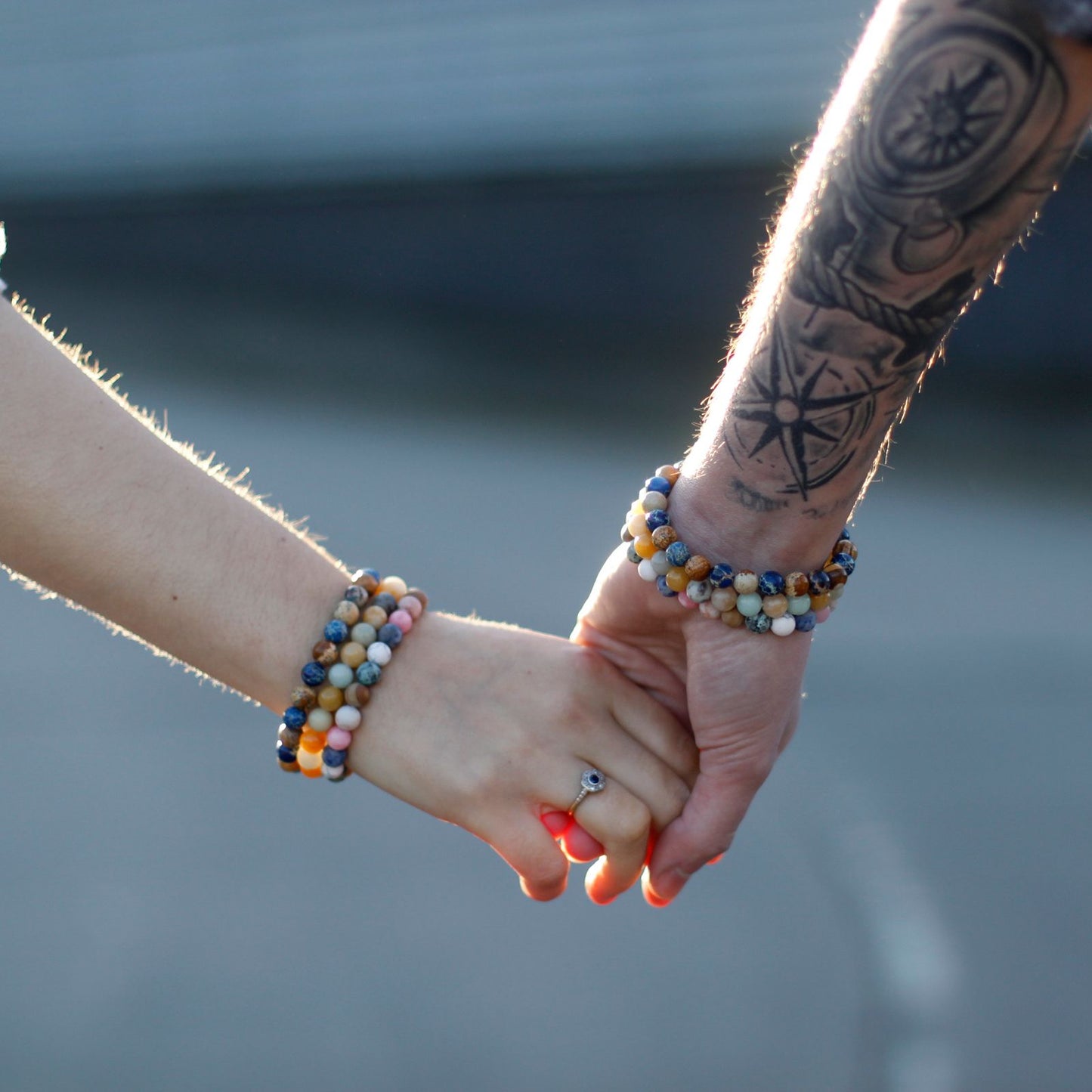 Support Gemstone Friendship Bracelet Set (2 Bracelets) – Sodalite & Picture Stone