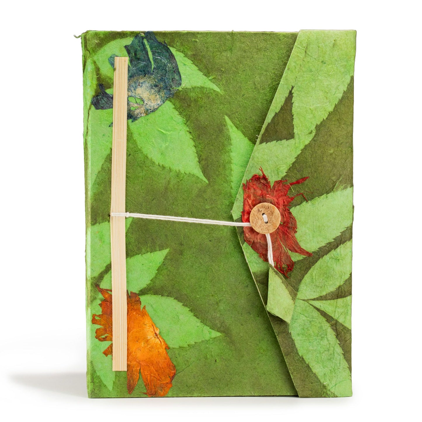 Lokta Floral Notebook – Moss Green (21 x 15 cm)