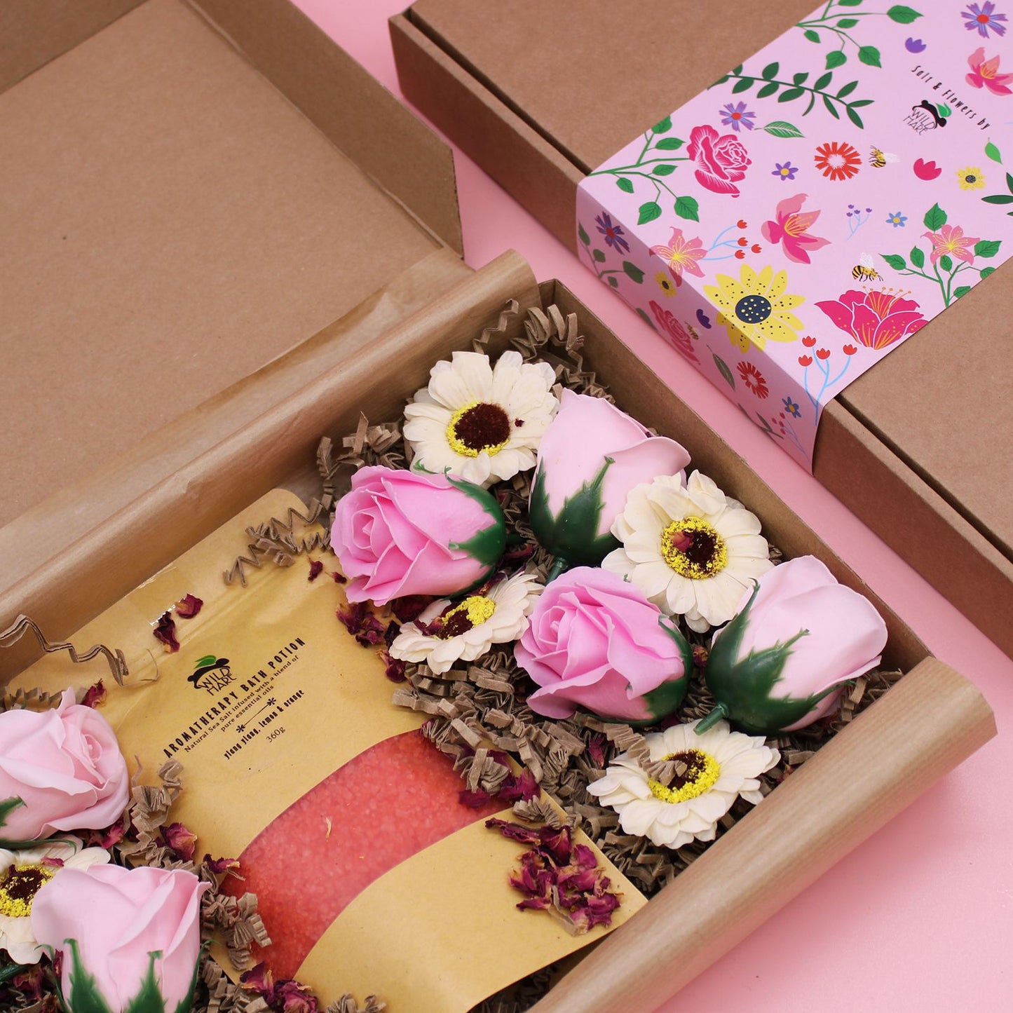 Bath Salt & Soap Flower Gift Set – Passion (Ylang Ylang, Lemon & Orange)