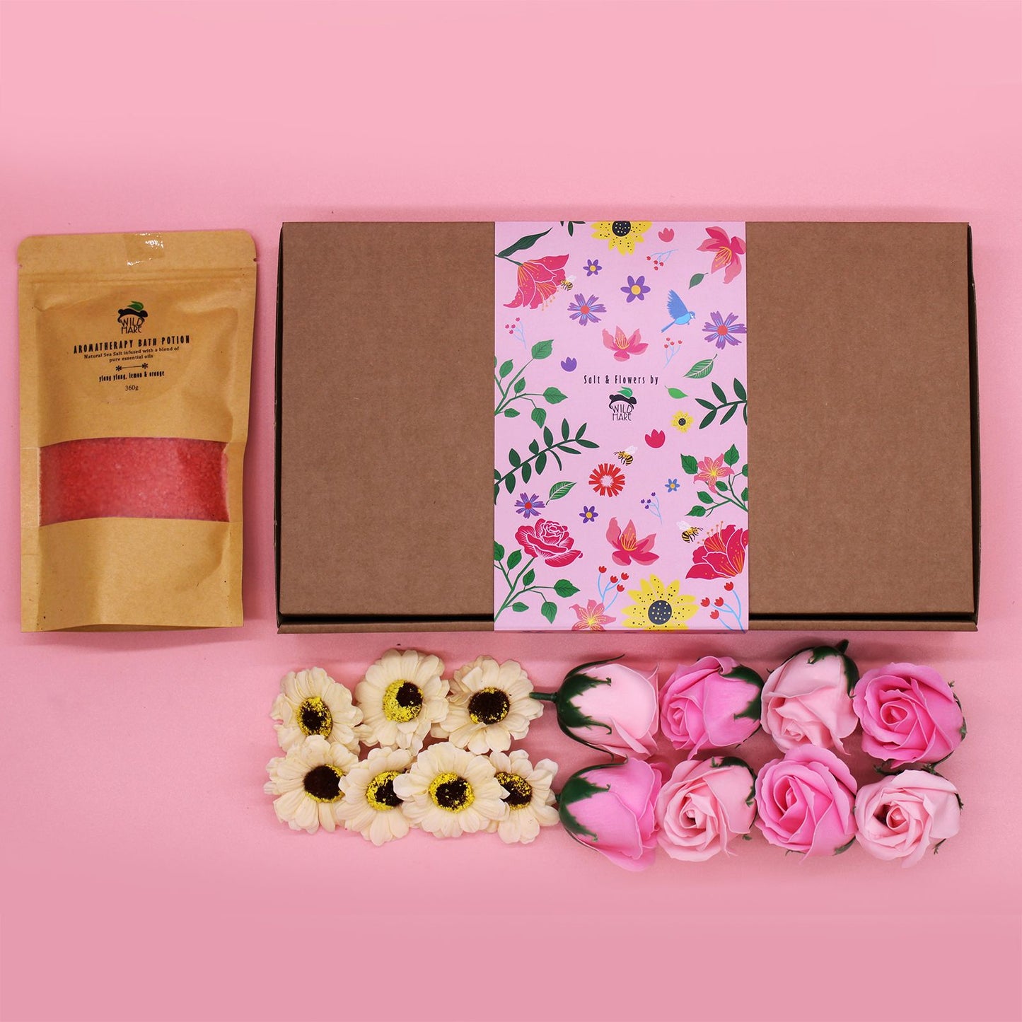 Bath Salt & Soap Flower Gift Set – Passion (Ylang Ylang, Lemon & Orange)