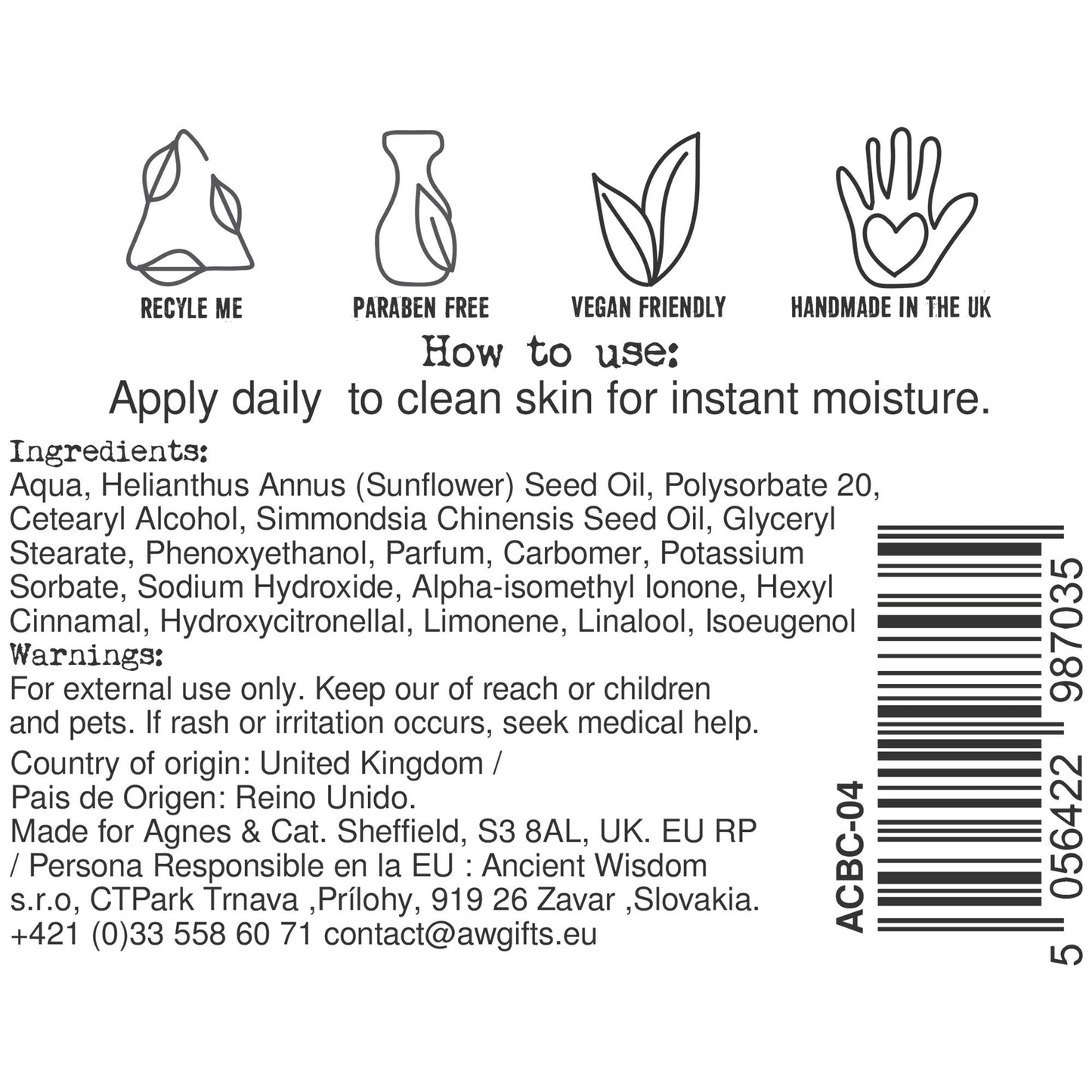 Agnes + Cat Hand & Body Cream | Moroccan Roll | 300ml