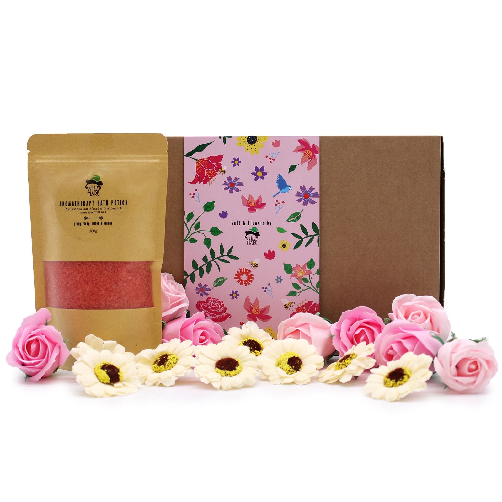 Bath Salt & Soap Flower Gift Set – Passion (Ylang Ylang, Lemon & Orange)