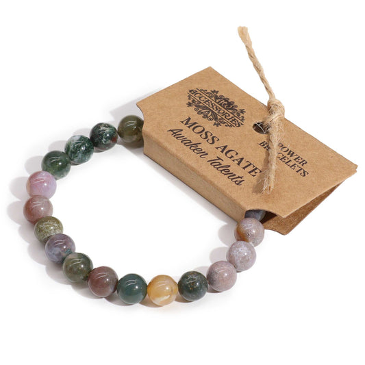 Moss Agate Crystal Power Bracelet | Growth & Renewal