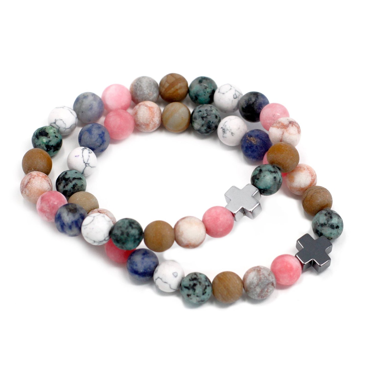 Harmony Rainbow Gemstone Friendship Bracelet Set (2 Bracelets)