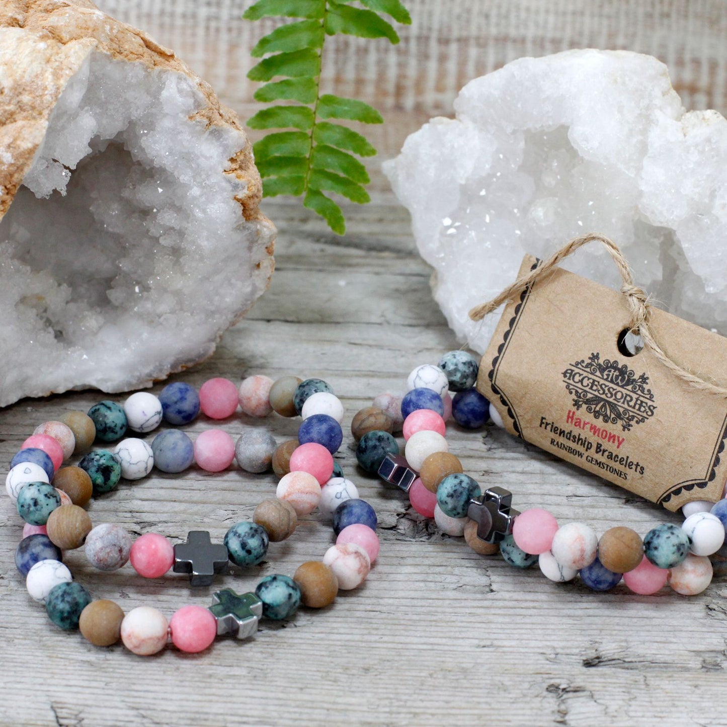 Harmony Rainbow Gemstone Friendship Bracelet Set (2 Bracelets)