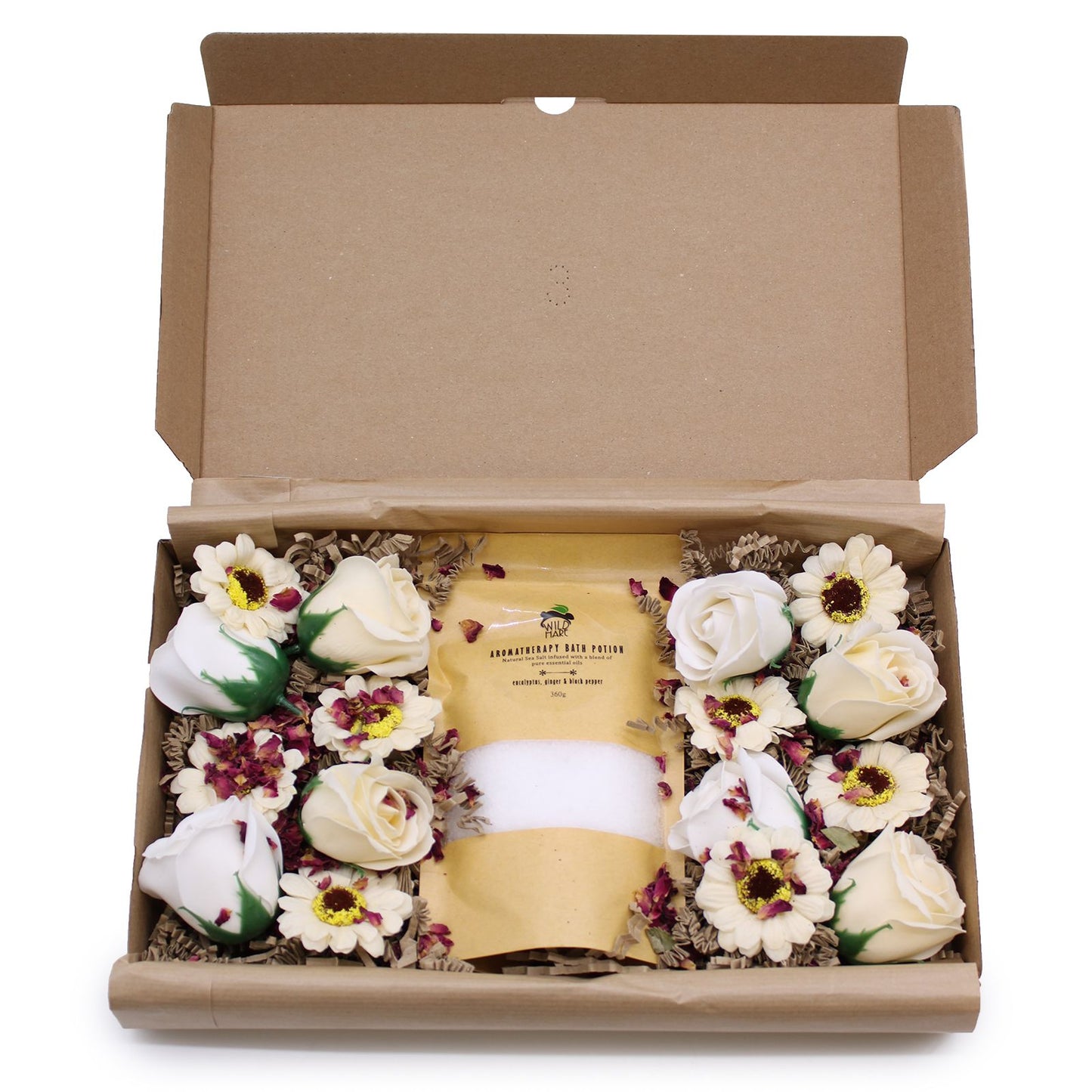 Bath Salt & Soap Flower Gift Set – Cold & Flu (Eucalyptus, Ginger & Black Pepper)