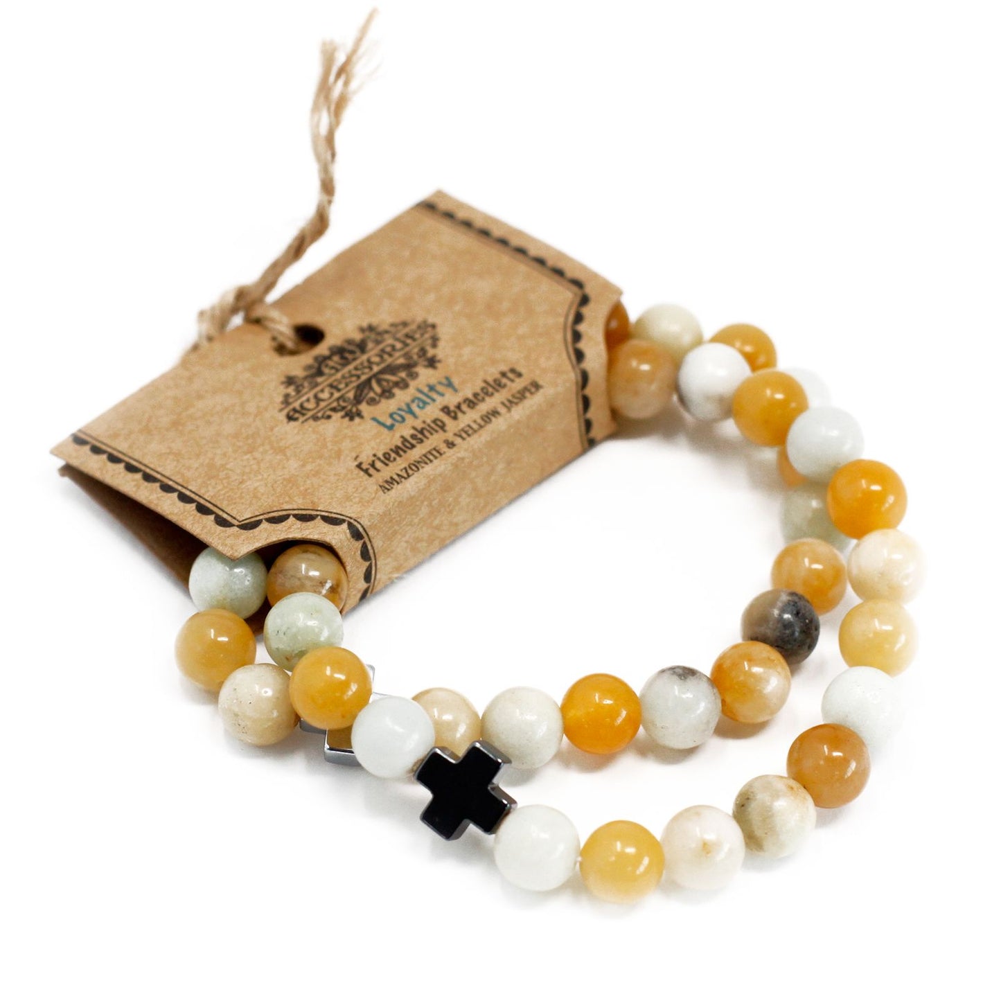 Loyalty Gemstone Friendship Bracelet Set (2 Bracelets) – Amazonite & Yellow Jasper