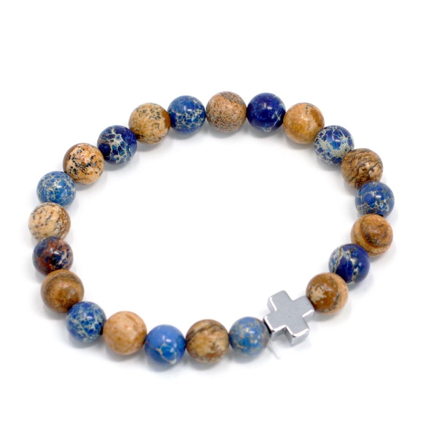 Support Gemstone Friendship Bracelet Set (2 Bracelets) – Sodalite & Picture Stone