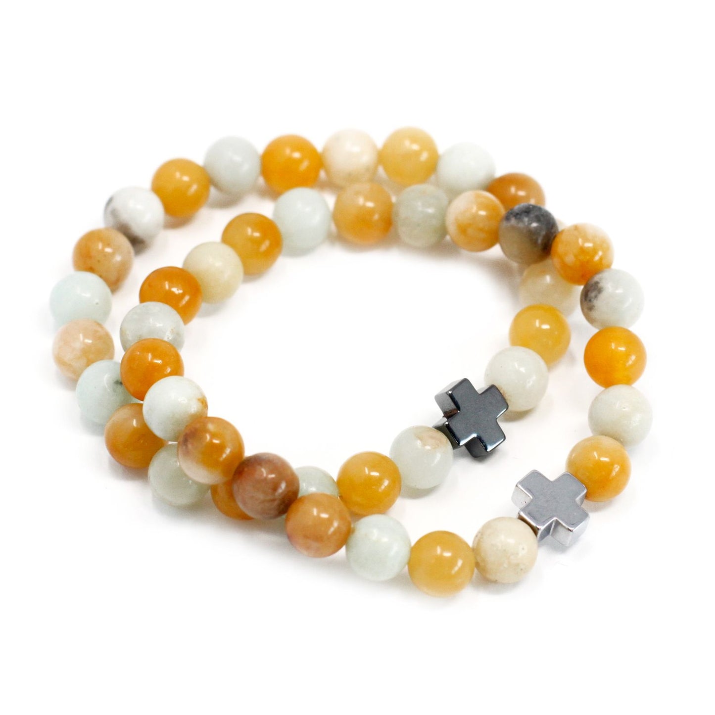 Loyalty Gemstone Friendship Bracelet Set (2 Bracelets) – Amazonite & Yellow Jasper