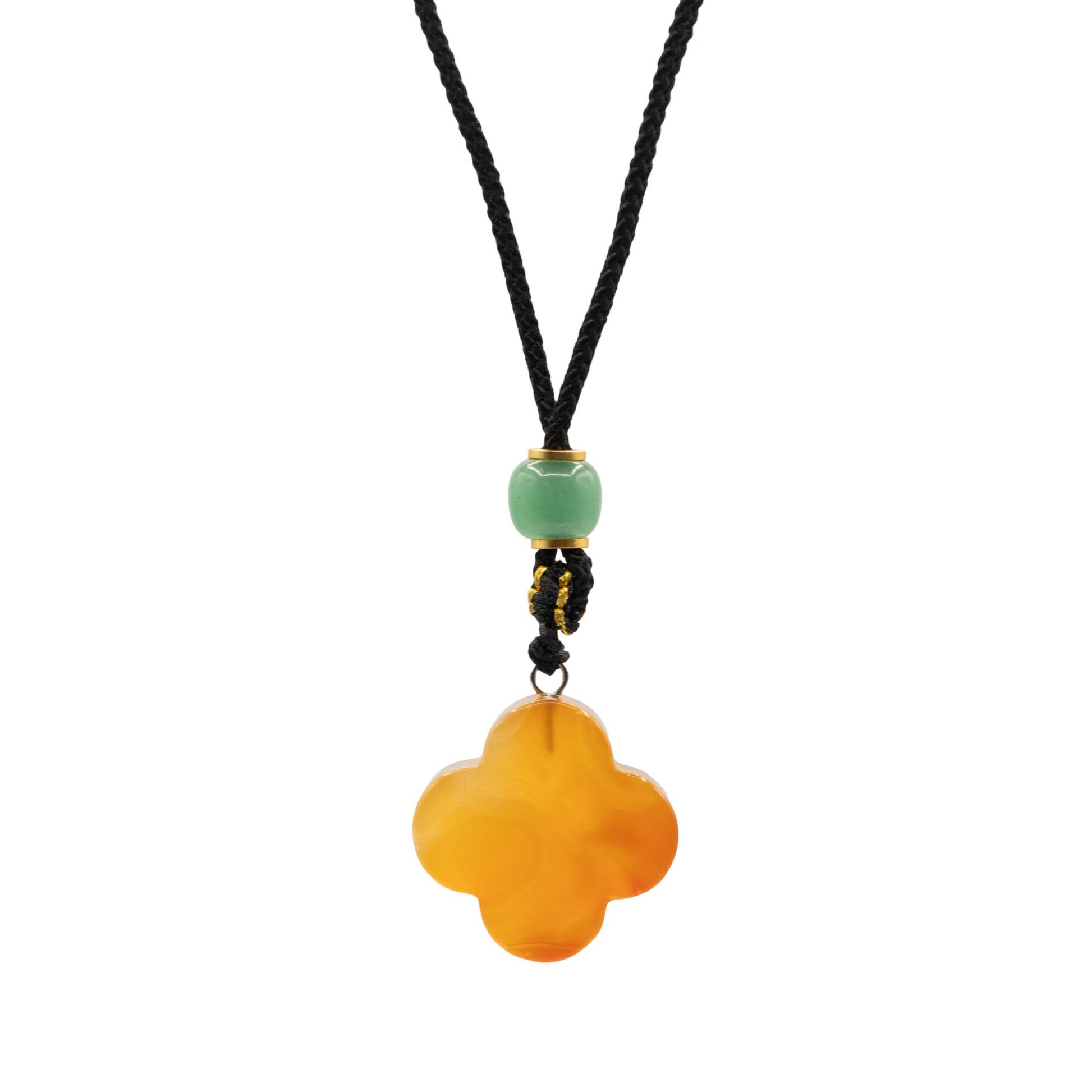 Gemstone Pendant - Red Jade Clover | Luck & Positive Energy