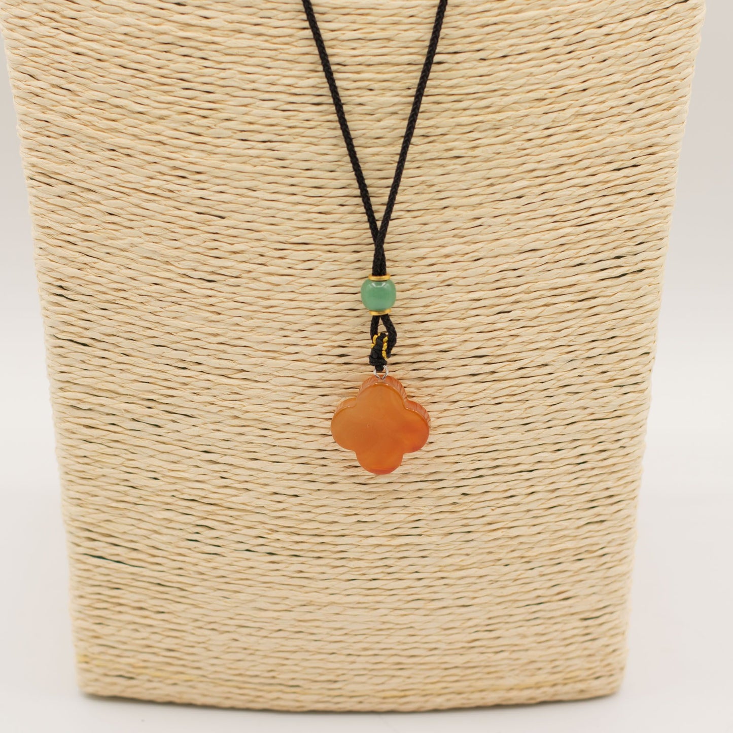 Gemstone Pendant - Red Jade Clover | Luck & Positive Energy