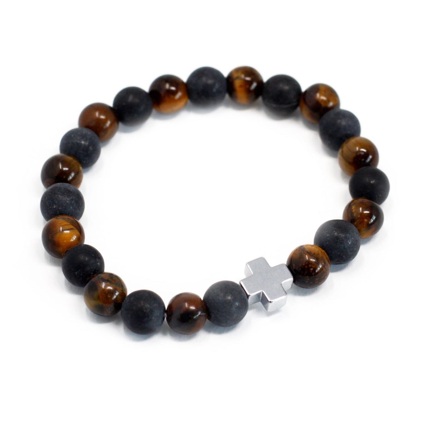 Power Gemstone Friendship Bracelet Set (2 Bracelets) – Tiger Eye & Black Stone