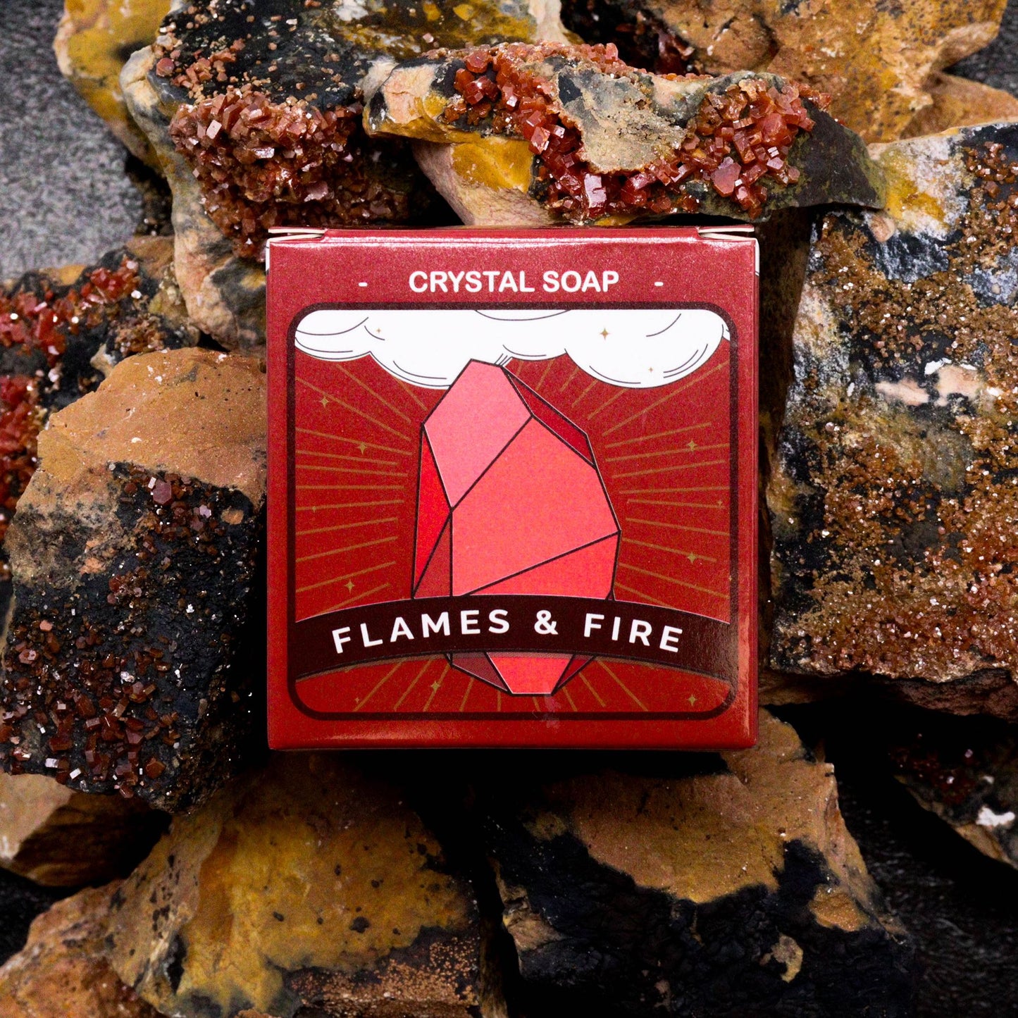Crystal Infused Soap – Fire Element | Handmade Wellness Soap with Hidden Crystal Gift