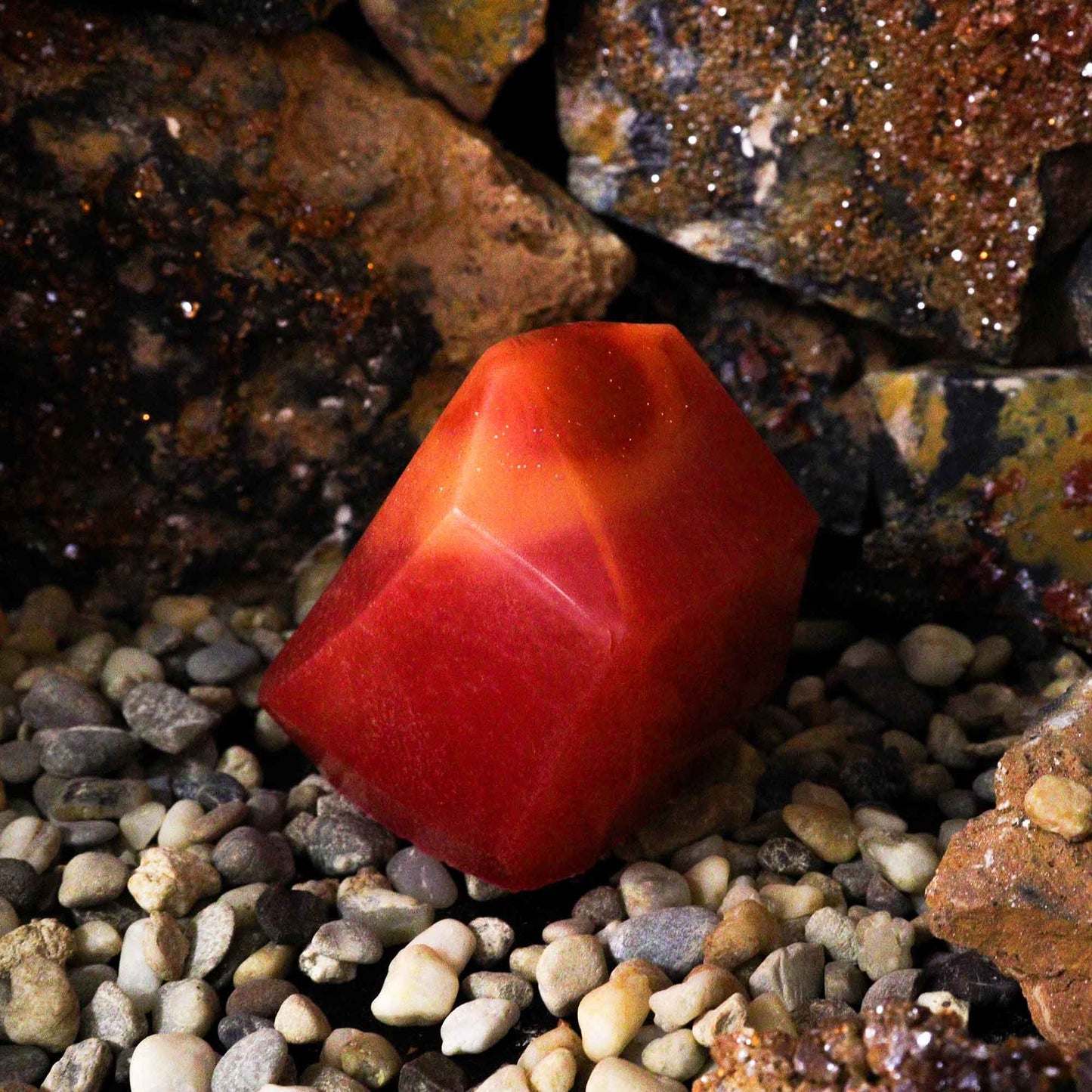 Crystal Infused Soap – Fire Element | Handmade Wellness Soap with Hidden Crystal Gift