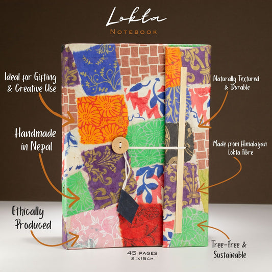 Lokta Patchwork Notebook – Large (21 x 15 cm)