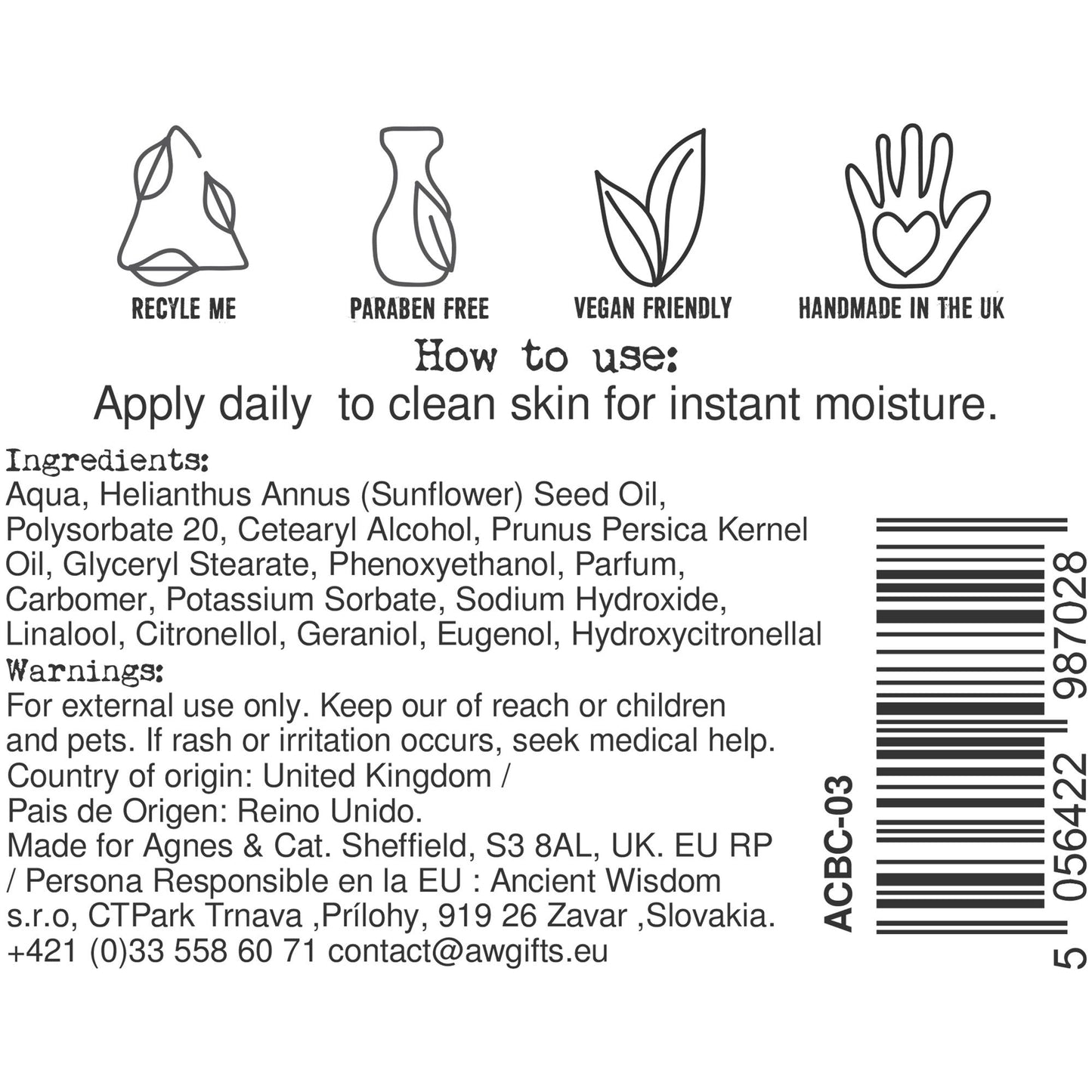 Agnes + Cat Hand & Body Cream | Japanese Bloom | 300ml